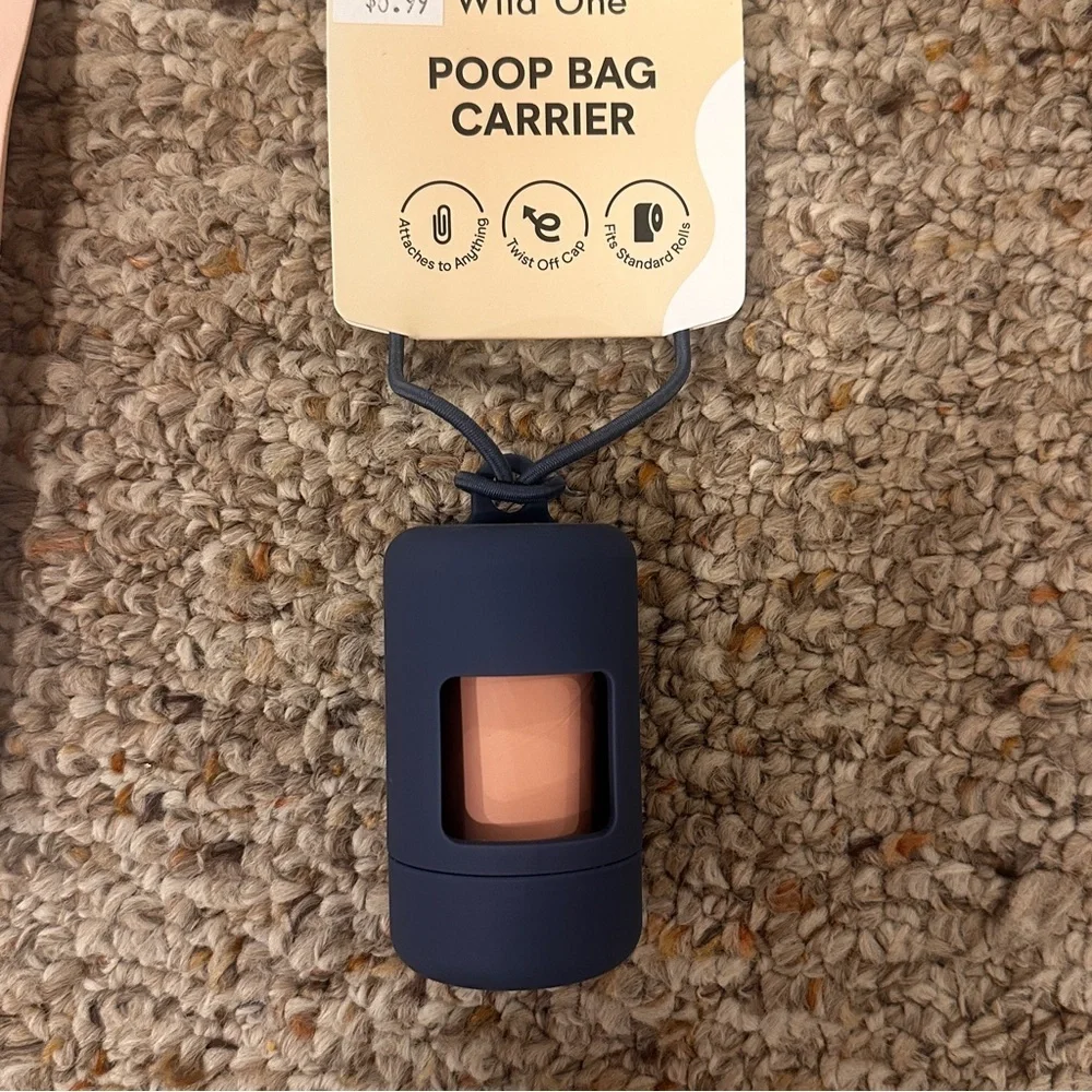 Wild One Black Dog Leash, Collar, and Poop Bag Carrier Set
